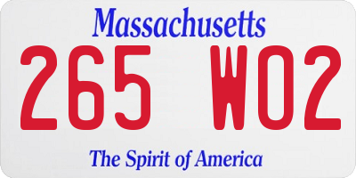 MA license plate 265WO2