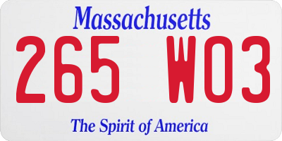MA license plate 265WO3