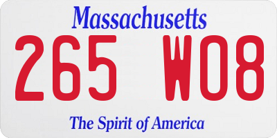 MA license plate 265WO8