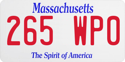MA license plate 265WP0