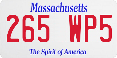 MA license plate 265WP5