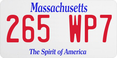 MA license plate 265WP7