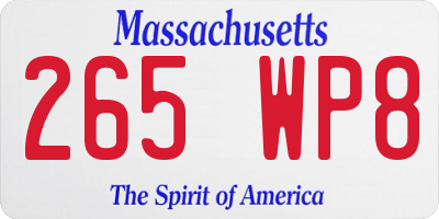 MA license plate 265WP8