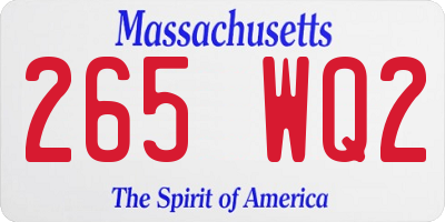 MA license plate 265WQ2