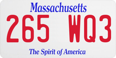 MA license plate 265WQ3