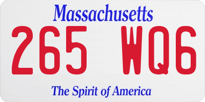 MA license plate 265WQ6