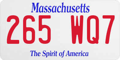 MA license plate 265WQ7