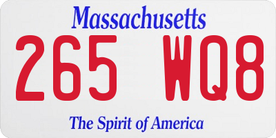 MA license plate 265WQ8