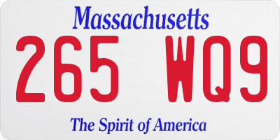 MA license plate 265WQ9