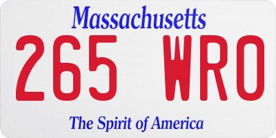 MA license plate 265WR0