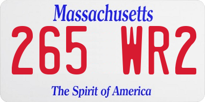 MA license plate 265WR2