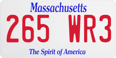 MA license plate 265WR3