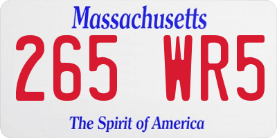 MA license plate 265WR5