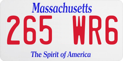 MA license plate 265WR6