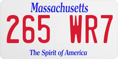 MA license plate 265WR7