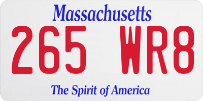 MA license plate 265WR8