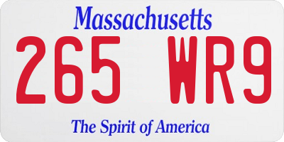 MA license plate 265WR9