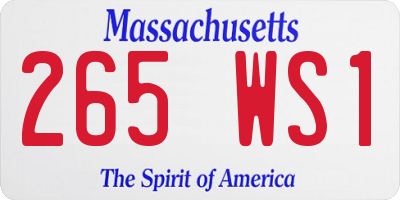 MA license plate 265WS1