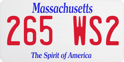 MA license plate 265WS2