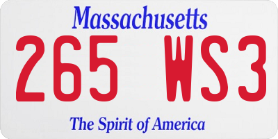 MA license plate 265WS3