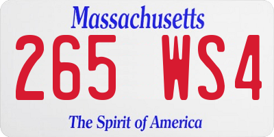 MA license plate 265WS4