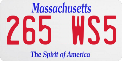 MA license plate 265WS5