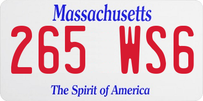 MA license plate 265WS6