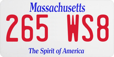 MA license plate 265WS8