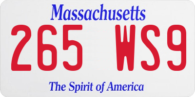 MA license plate 265WS9