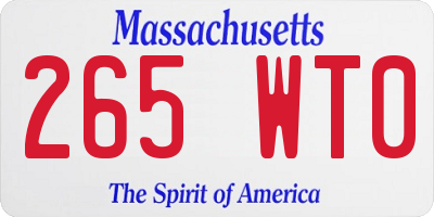 MA license plate 265WT0