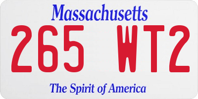 MA license plate 265WT2