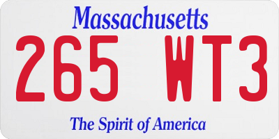 MA license plate 265WT3