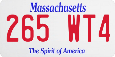 MA license plate 265WT4