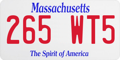 MA license plate 265WT5
