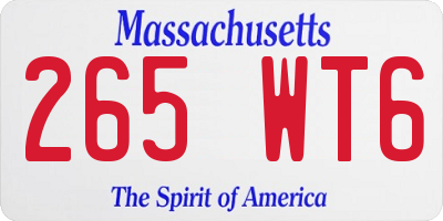 MA license plate 265WT6