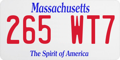 MA license plate 265WT7