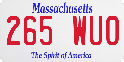 MA license plate 265WU0