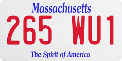 MA license plate 265WU1