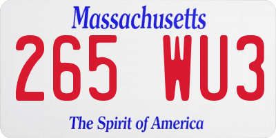 MA license plate 265WU3