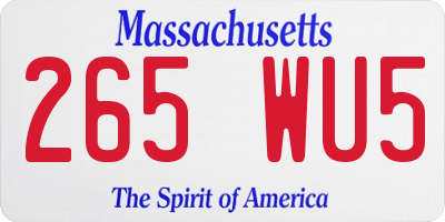 MA license plate 265WU5