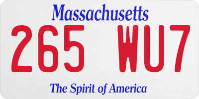MA license plate 265WU7