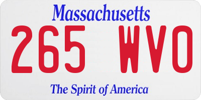 MA license plate 265WV0