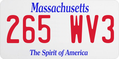 MA license plate 265WV3