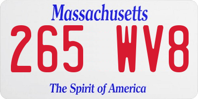 MA license plate 265WV8