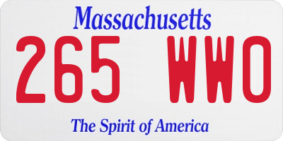 MA license plate 265WW0