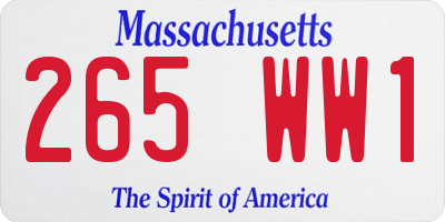MA license plate 265WW1