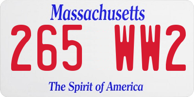 MA license plate 265WW2