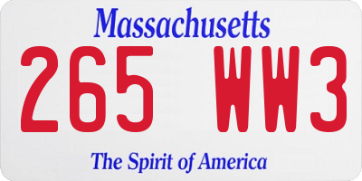 MA license plate 265WW3