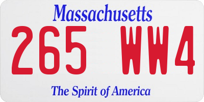 MA license plate 265WW4