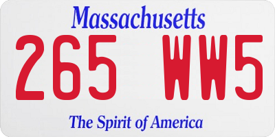MA license plate 265WW5